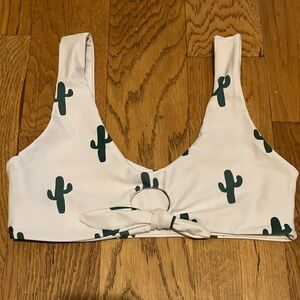Cactus Bikini Top Zaful Women's S Small US 4 UK 6 White Green Saguaro Stretch